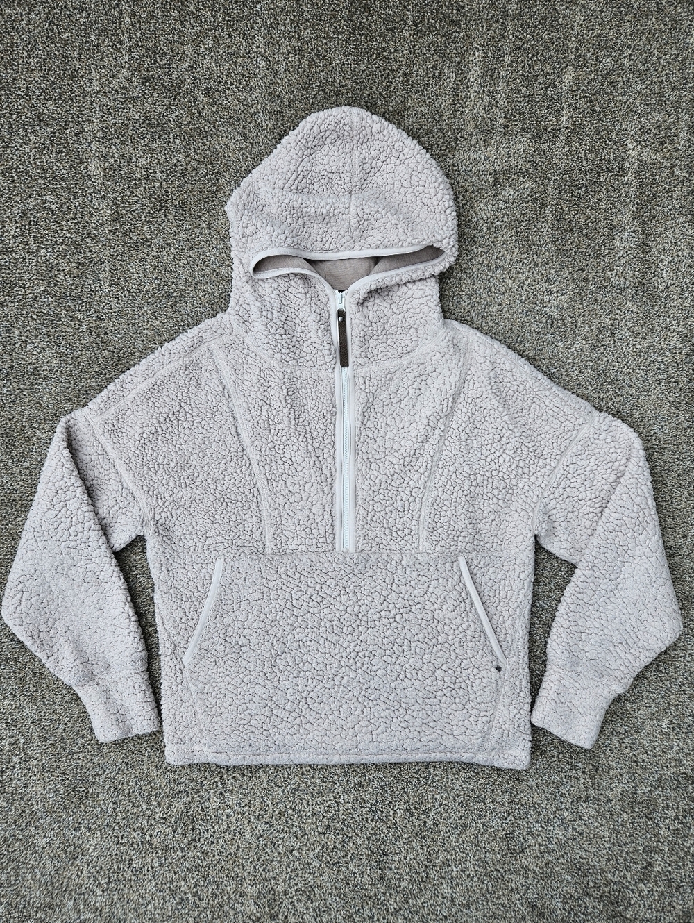 prAna Womens Polar Escape Half-Zip Pullover Sherpa Cream White Size Small Hooded